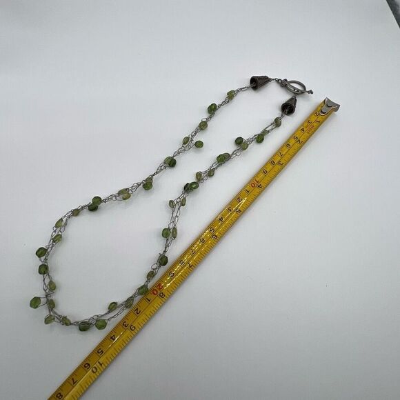 Handcrafted Station Beaded Bib Necklace Chain Silver Tone Classic Statement - Picture 6 of 6